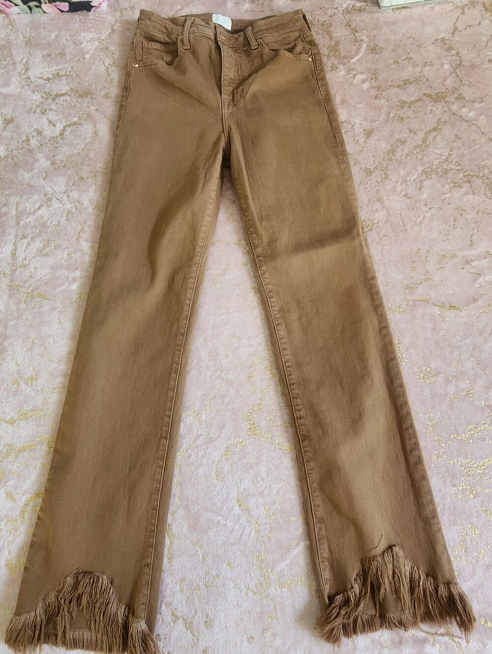 JONATHAN SIMKHAI |Women's High-Rise Frayed Hem Jeans - Brown